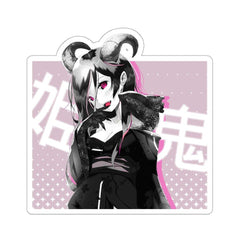 Oni-Hime B&W Hentai Demon Kawaii Anime Girl 3/4 Die-Cut Sticker - kawaiiwaru