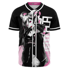 Oni-Hime Demon Dragon anime girl unisex baseball jersey t-shirt w/stripes - kawaiiwaru