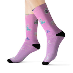 Pastelgoth Stickers Sublimation Socks - kawaiiwaru