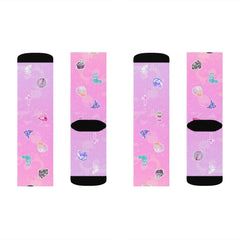 Pastelgoth Stickers Sublimation Socks - kawaiiwaru