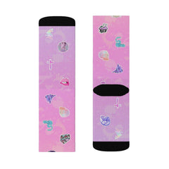 Pastelgoth Stickers Sublimation Socks - kawaiiwaru