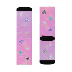 Pastelgoth Stickers Sublimation Socks - kawaiiwaru