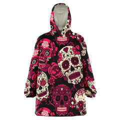 Pink Candy Skull Snug Hoodie - kawaiiwaru