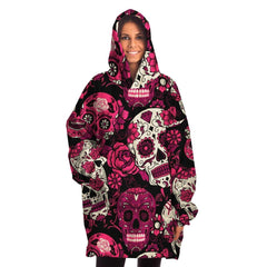 Pink Candy Skull Snug Hoodie - kawaiiwaru