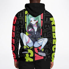 Rebecca - Cyberpunk Anime Girl Unisex AOP Hoodie - kawaiiwaru