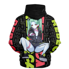 Rebecca - Cyberpunk Anime Girl Unisex AOP Hoodie - kawaiiwaru