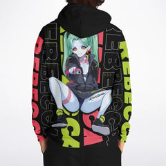 Rebecca - Cyberpunk Anime Girl Unisex AOP Hoodie - kawaiiwaru