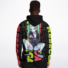 Rebecca - Cyberpunk Anime Girl Unisex AOP Hoodie - kawaiiwaru