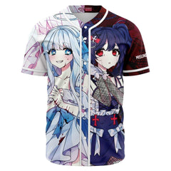 Saidah and Laylah dark and light angels anime unisex baseball jersey t-shirt w/stripes - kawaiiwaru