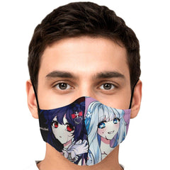 Saidah and Laylah - Dark and Light Anime Angel Twins Face Mask - kawaiiwaru