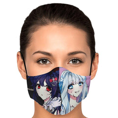 Saidah and Laylah - Dark and Light Anime Angel Twins Face Mask - kawaiiwaru