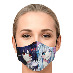 Saidah and Laylah - Dark and Light Anime Angel Twins Face Mask - kawaiiwaru