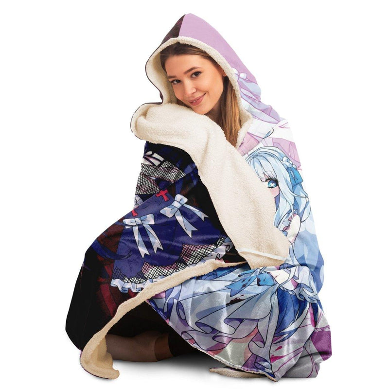 Saidah and Laylah - Dark and Light Anime Angel Twins Hooded Blanket - kawaiiwaru