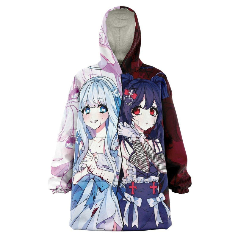 Saidah and Laylah - Dark and Light Anime Angel Twins Snug Hoodie - kawaiiwaru