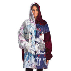 Saidah and Laylah - Dark and Light Anime Angel Twins Snug Hoodie - kawaiiwaru