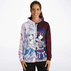 Saidah and Laylah - Dark and Light Anime Angel Twins Unisex AOP Hoodie - kawaiiwaru