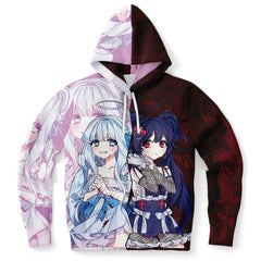 Saidah and Laylah - Dark and Light Anime Angel Twins Unisex AOP Hoodie - kawaiiwaru