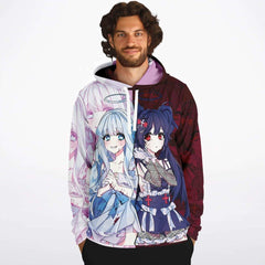 Saidah and Laylah - Dark and Light Anime Angel Twins Unisex AOP Hoodie - kawaiiwaru