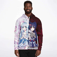 Saidah and Laylah - Dark and Light Anime Angel Twins Unisex AOP Hoodie - kawaiiwaru