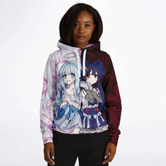 Saidah and Laylah - Dark and Light Anime Angel Twins Unisex AOP Hoodie - kawaiiwaru