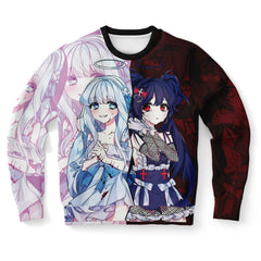 Saidah and Laylah - Dark and Light Anime Angel Twins Unisex AOP Sweatshirt - kawaiiwaru