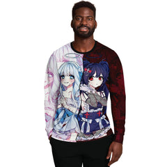 Saidah and Laylah - Dark and Light Anime Angel Twins Unisex AOP Sweatshirt - kawaiiwaru