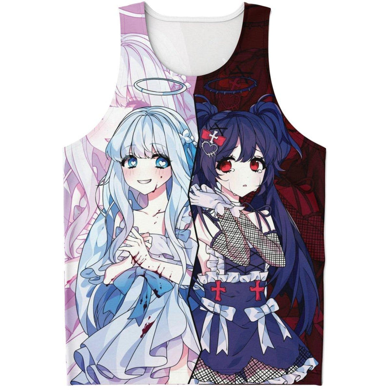 Saidah and Laylah - Dark and Light Anime Angel Twins Unisex AOP Tank Top - kawaiiwaru