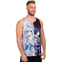 Saidah and Laylah - Dark and Light Anime Angel Twins Unisex AOP Tank Top - kawaiiwaru