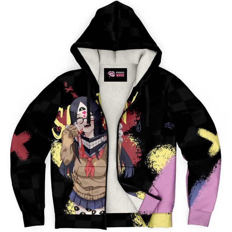 Sehen cosplaying as Himiko Toga - X Edition - Crazy Waifu Anime Girl Sherpa Jacket Hoodie - kawaiiwaru