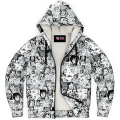 Sexy Ahegao Hentai Faces Sherpa Jacket Hoodie - kawaiiwaru