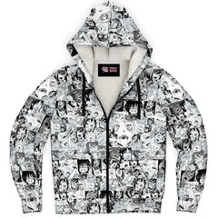 Sexy Ahegao Hentai Faces Sherpa Jacket Hoodie - kawaiiwaru