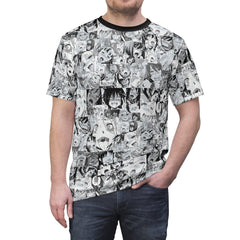 Sexy Ahegao Hentai Faces Unisex AOP Cut & Sew Tee - kawaiiwaru