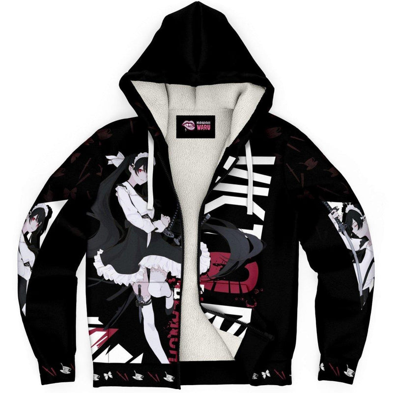 Victoria Blanche Deadly anime girl maid AOP Sherpa Jacket Hoodie - kawaiiwaru