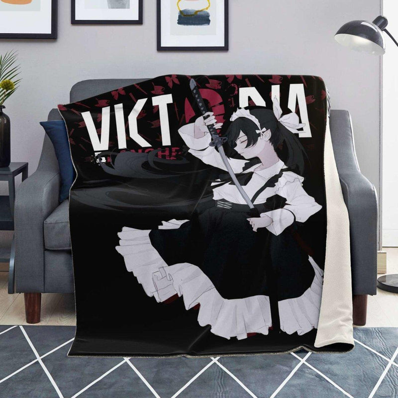 Victoria Blanche side Deadly anime girl maid Premium Blanket - kawaiiwaru