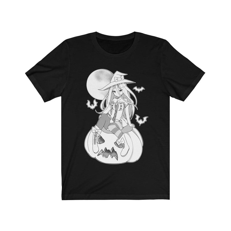 Yuuki B&W Kawaii Witch Cute Anime Girl Unisex T-shirt - kawaiiwaru